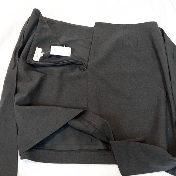 NWT LOFT A Line Wrap Mini Skirt Solid Gray Mid Rise Size 16 Bow Accent - Picture 7 of 8